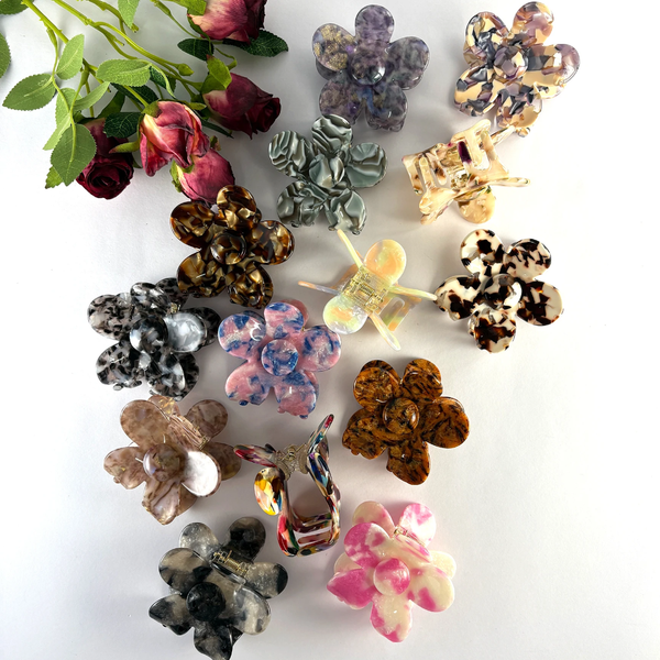 Women's Retro Premium FLOWER ACRYLIC Claw Clips.