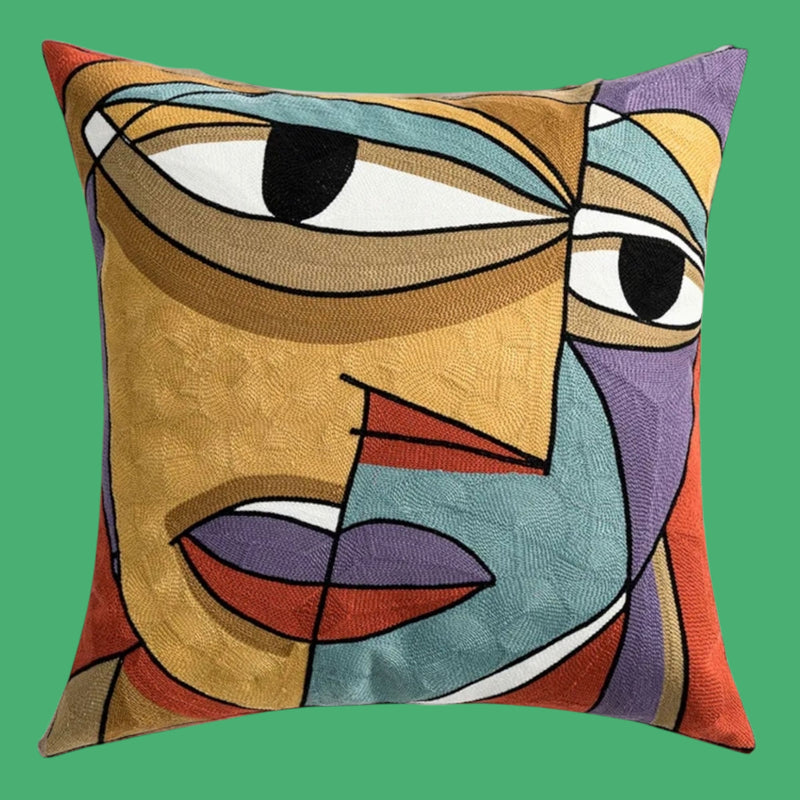 Cubist Dora Ma Artwork - POLYESTER LINEN Cushion Cover - Large 50cm Size. Suitable for Commercial & Office Settings.