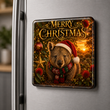 Merry Christmas Wombat – Australian Christmas Glass Fridge Magnet. Warm, friendly and full of Australian character, our Christmas Wombat makes a wonderfully endearing festive keepsake.
