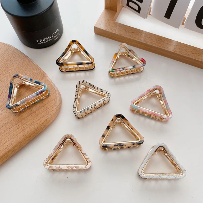 Women's Retro Premium TRIANGULAR TORTOISESHELL Hair Claw Clips.