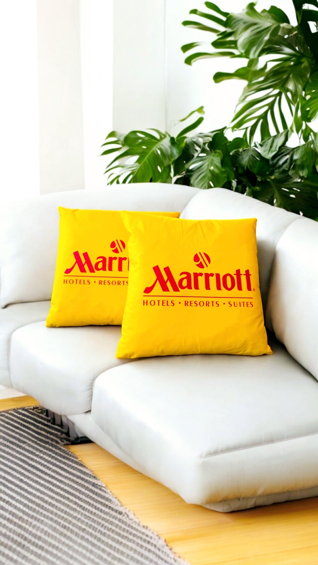 Cushion Covers Branded with Your Artwork - POLYESTER LINEN Cushion Cover - Sizes 45cm to 65cm. Suitable for Commercial, Office & Hospitality Settings. Minimum Order Quantity of 10 Pieces. Submit Artwork Actual Size of Cushion Cover.