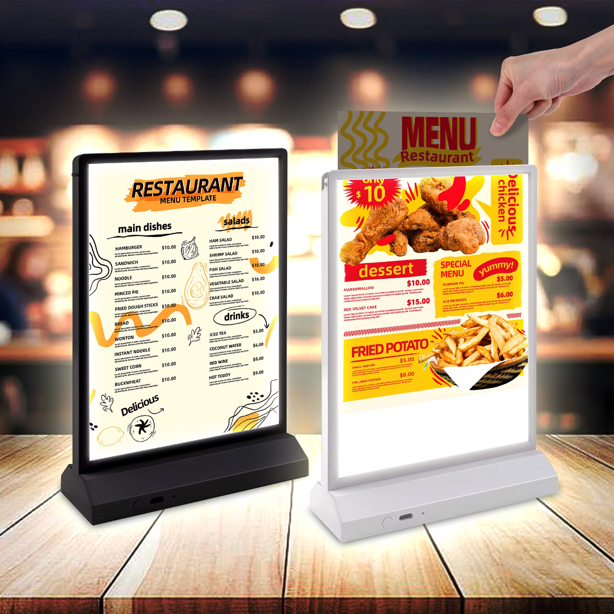 LumaStand™ A4 & A3 Rechargeable LED Displays. Illuminate your Promotions Anywhere with the LumaStand™ Rechargeable LED Lightbox, Designed for Hospitality Venues that Need Bright, Professional, Cable-Free Advertising or Menu Signage. BLACK COLOR ONLY!