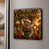 Merry Christmas Koala – Australian Christmas Glass Fridge Magnet. Our Christmas Koala Combines one of Australia's Most Loved Native Animals with an Elegant Festive Setting.