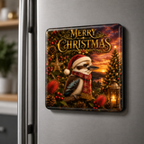 Merry Christmas Kookaburra – Australian Christmas Glass Fridge Magnet. Bring the character of the Australian Bush to Christmas with our beautifully detailed Christmas Kookaburra.