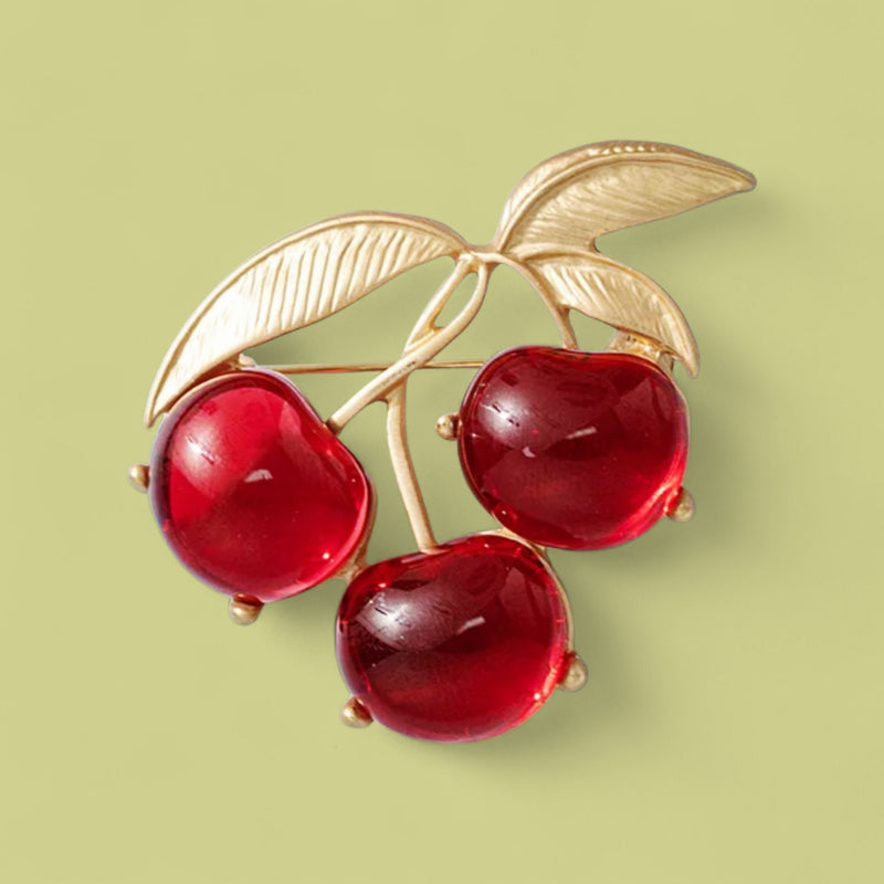 Sweet Cherry Brooch: A Juicy Touch of Retro Charm.. Elegant Brooch for Sophisticated Events.