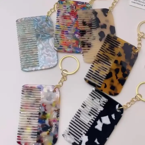 Women's Classical French Style Premium KEYCHAIN Acetate Hair Combs.