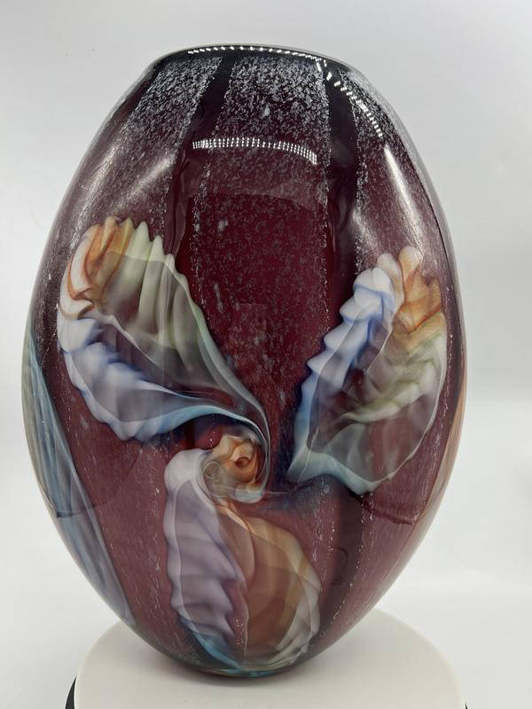 Art Deco “Agate” Hand Blown Murano Style 'Zibo' Glass Sculptured Flowe ...