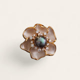 Deco Pearl Bloom Brooch: A glamorous, stylized floral masterpiece. A Sophisticated Brooch for that Special Evening.
