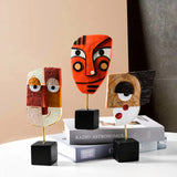 Pilato Mask - Cubist Style 'Cast Resin' Table Top Sculpture. Height 23cm x 11cm Width.