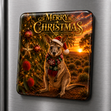 Merry Christmas Kangaroo – Australian Christmas Glass Fridge Magnet. Celebrate an unmistakably Australian Christmas with our Christmas Kangaroo.