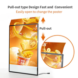 GlowBoard Pro™ Ultra-Thin LED Display – Black Edition. A1, A2, A3 & A4 Customized Advertising Ultra-Thin Glass LED Light Boxes. Super Bright Rectangle Menu Poster Frame Light Box. 240V Wired Version. Wall Mounted or Desktop Stand.