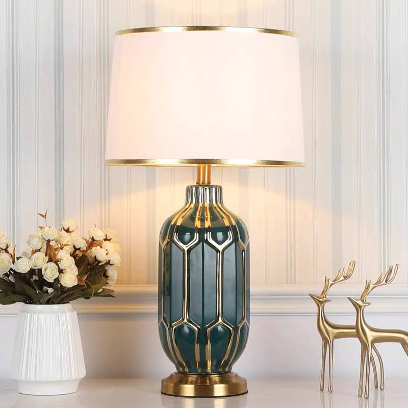 ‘Armani Ensemble’ Green & Gold Porcelain Floor and Table Lamp