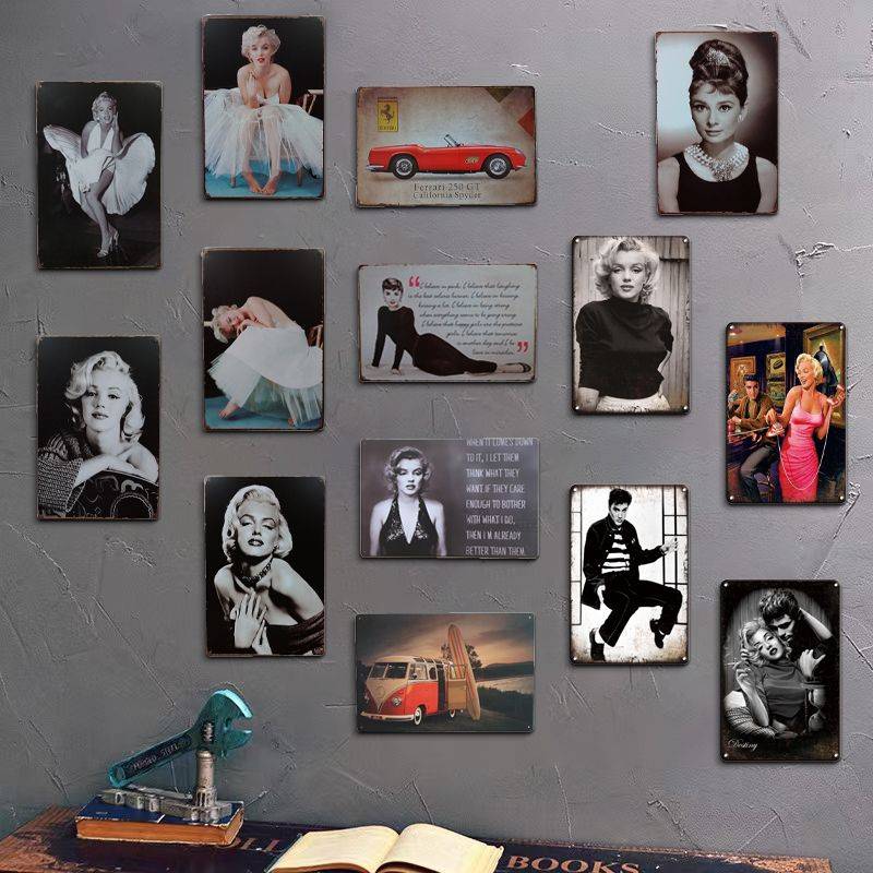 Marilyn Monroe - Retro Metal Art Decor - Wall Mount or Free Standing on Console Table -  Two Sizes - 8'' X 12" & 12" X 16" - No. 40084