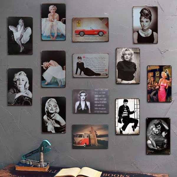 Copy of Marilyn Monroe - Retro Metal Art Decor - Wall Mount or Free Standing on Console Table -  Two Sizes - 8'' X 12" & 12" X 16" - No. 40068