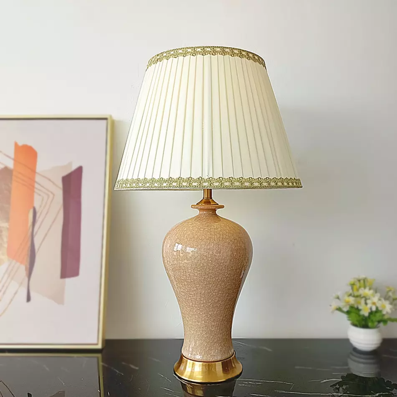 ‘Pelli’ Beige and Gold Classical Ceramic Table Lamp koi