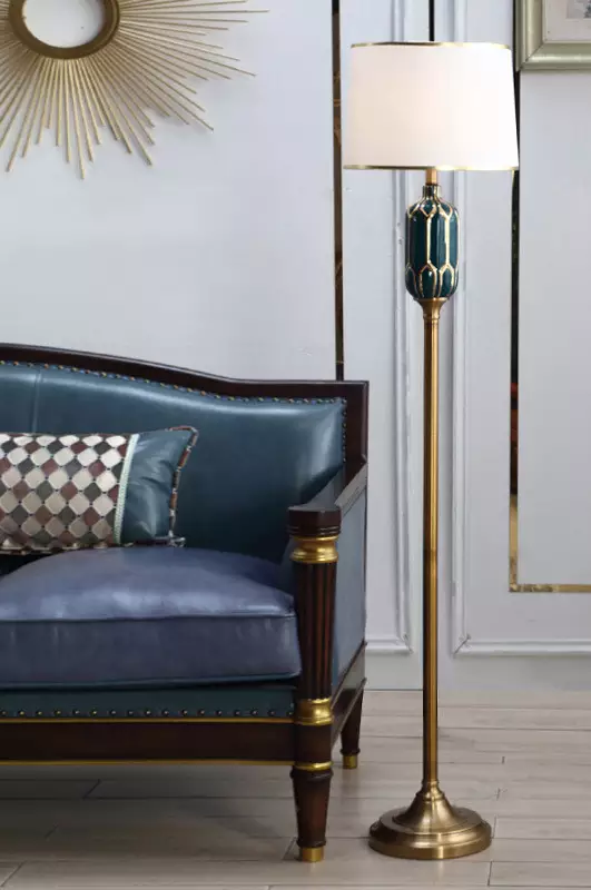 ‘Armani’ Green & Gold Traditional Ceramic Floor Lamp