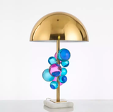 ‘Le Cobusier’ Coloured Crystal, Marble Base & Gold Brass Table Lamp
