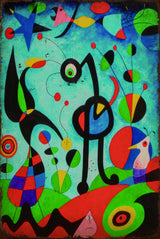 Birds by Miro - Retro Metal Art Decor - Wall Mount or Free Standing on Console Table -  Size is 8'' X 12"