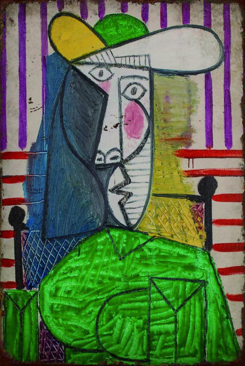Head of Woman by Picasso - Retro Metal Art Decor - Wall Mount or Free Standing on Console Table -  Size is 8'' X 12"