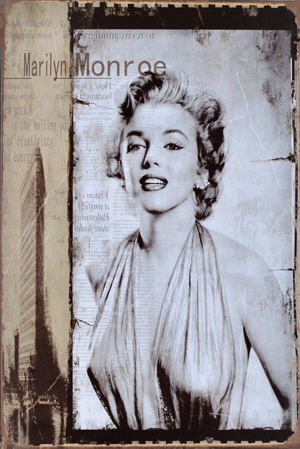 Copy of Marilyn Monroe - Retro Metal Art Decor - Wall Mount or Free Standing on Console Table -  Two Sizes - 8'' X 12" & 12" X 16" - No. 40068