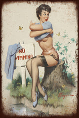 Female Bather - Retro Metal Art Decor - Wall Mount or Free Standing on Console Table -  Two Sizes - 8'' X 12" & 12" X 16" - No. 40219