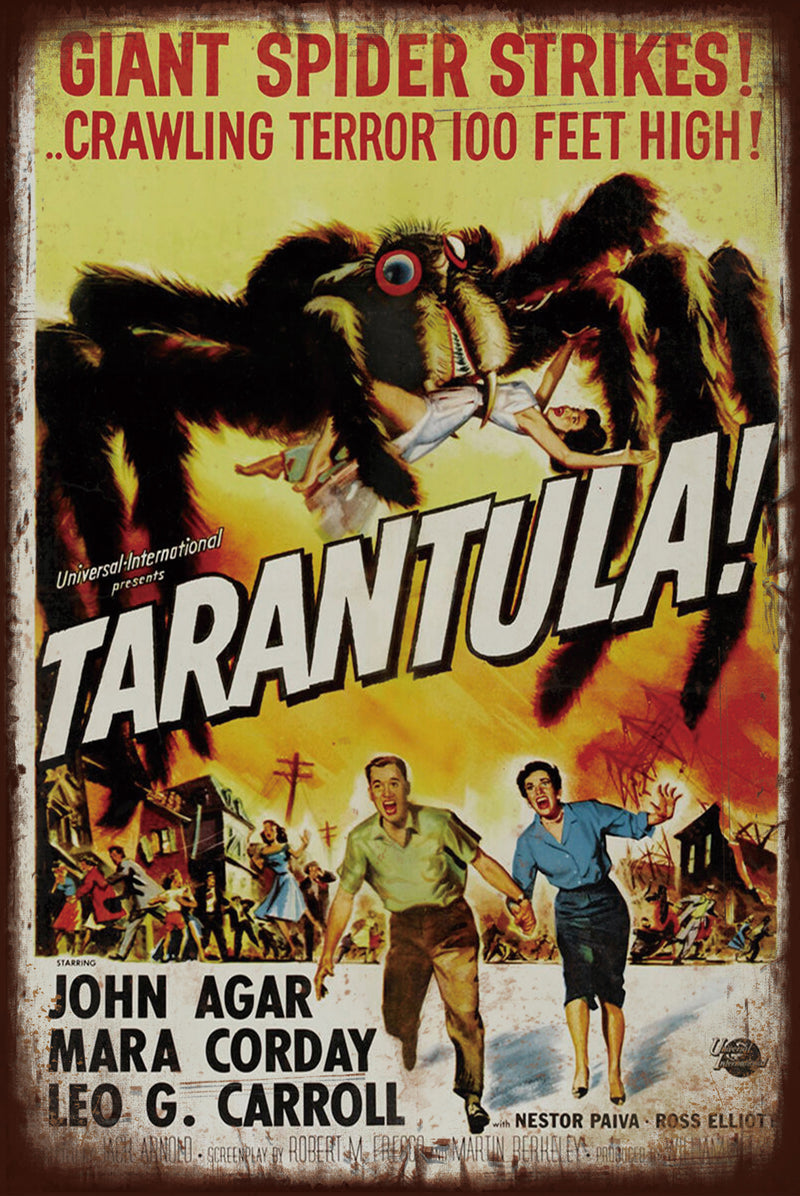 Tarantula Movie - Retro Metal Art Decor - Wall Mount or Free Standing on Console Table -  Two Sizes - 8'' X 12" & 12" X 16" - No. 40231