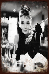 Audrey Hepburn - Retro Metal Art Decor - Wall Mount or Free Standing on Console Table -  Two Sizes - 8'' X 12" & 12" X 16" - No. 40241