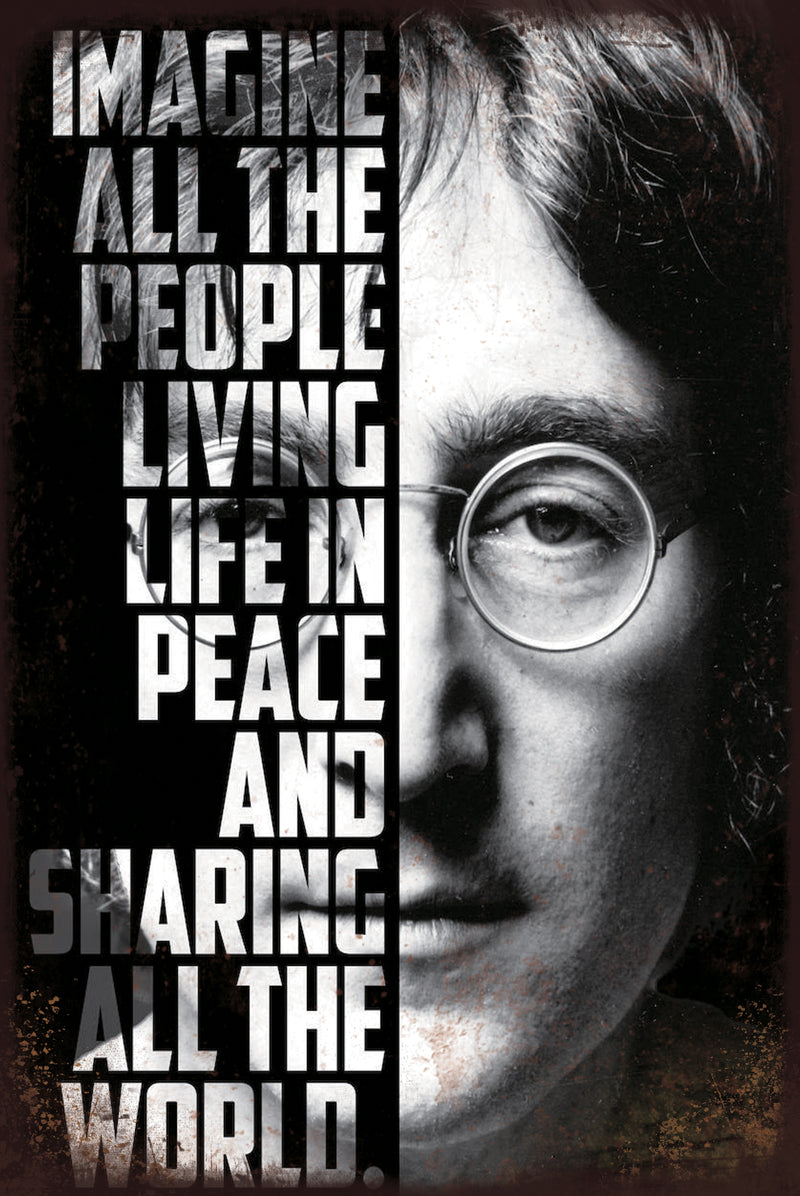 John Lennon - Retro Metal Art Decor - Wall Mount or Free Standing on Console Table -  Two Sizes - 8'' X 12" & 12" X 16" - No. 40552