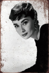 Audrey Hepburn - Retro Metal Art Decor - Wall Mount or Free Standing on Console Table -  Two Sizes - 8'' X 12" & 12" X 16" - No. 40870
