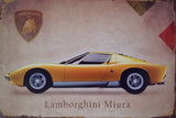 Lamborghini - Retro Metal Art Decor - Wall Mount or Free Standing on Console Table -  Two Sizes - 8'' X 12" & 12" X 16" - No. 50019