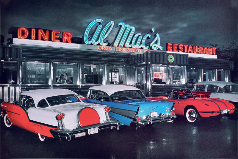 Mac's Diner - Retro Metal Art Decor - Wall Mount or Free Standing on Console Table -  Two Sizes - 8'' X 12" & 12" X 16" - No. 50061