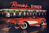 Rosie's Diner - Retro Metal Art Decor - Wall Mount or Free Standing on Console Table -  Two Sizes - 8'' X 12" & 12" X 16" - No. 50111