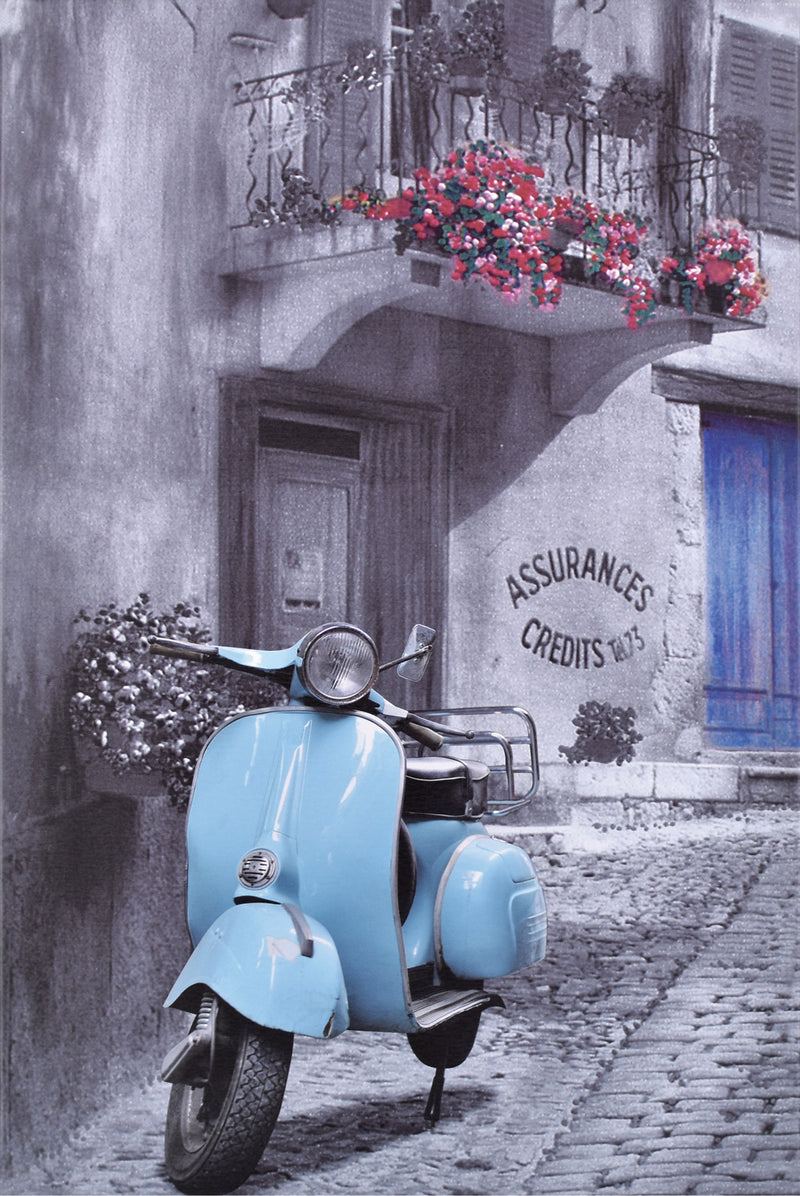 Aqua Scooter - Retro Metal Art Decor - Wall Mount or Free Standing on Console Table -  Two Sizes - 8'' X 12" & 12" X 16" - No. 50114