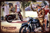 Triumph Motorcycle - Retro Metal Art Decor - Wall Mount or Free Standing on Console Table -  Two Sizes - 8'' X 12" & 12" X 16" - No. 50279