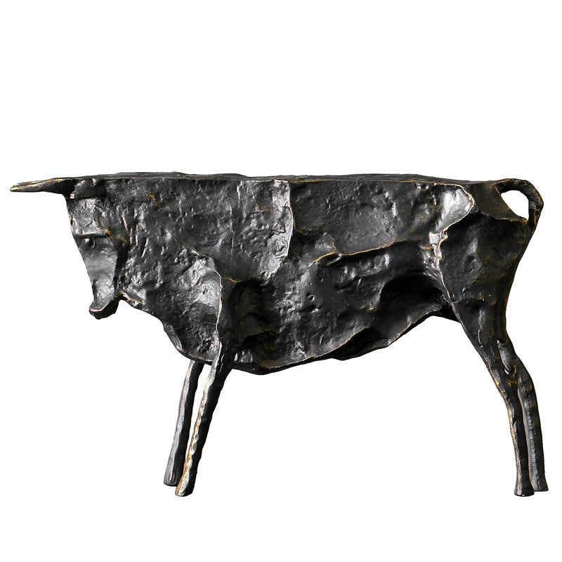 Abstract Cast Iron Bull (Pable Picasso Design) - 23cm Length - Sculptural Table Decoration