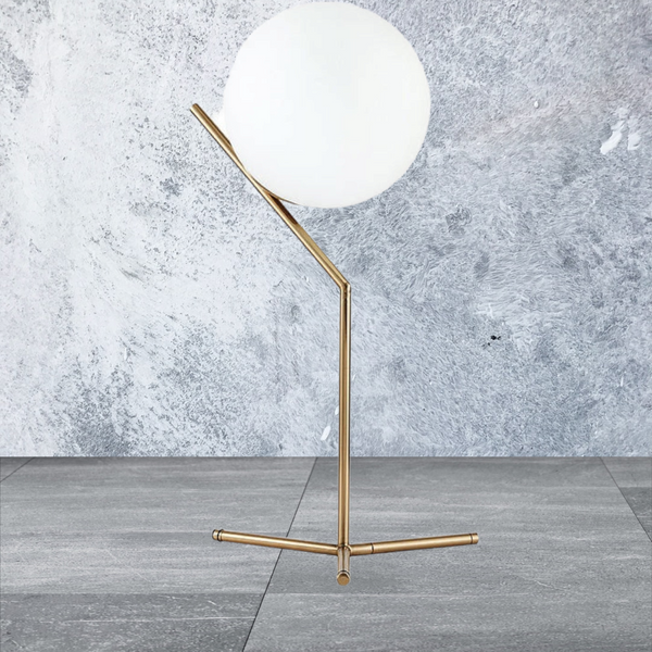 ‘Gehry’ White Glass & Gold Brass Table Lamp