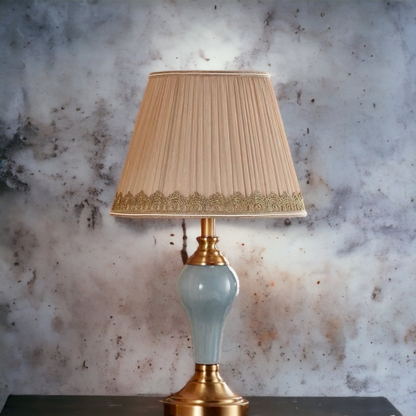 ‘Givenchy’ Sky Blue & Gold Ceramic Table Lamp