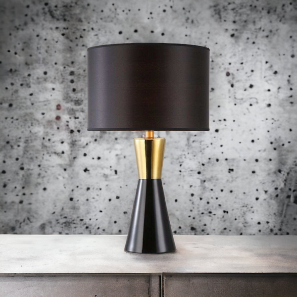 ‘Eames’ Black & Gold Ceramic Table Lamp
