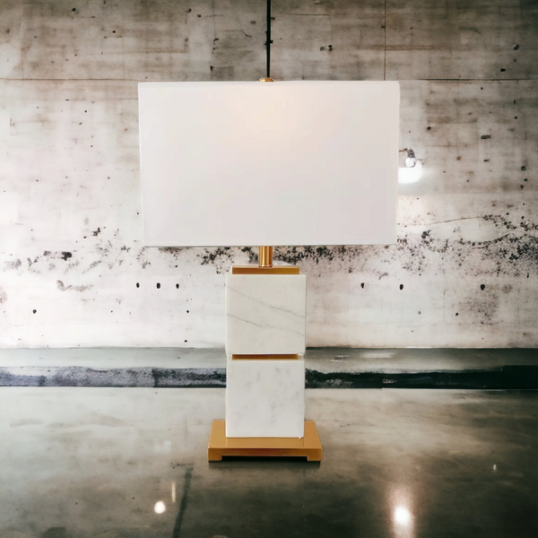 ‘Knoll’ White Marble Table Lamp