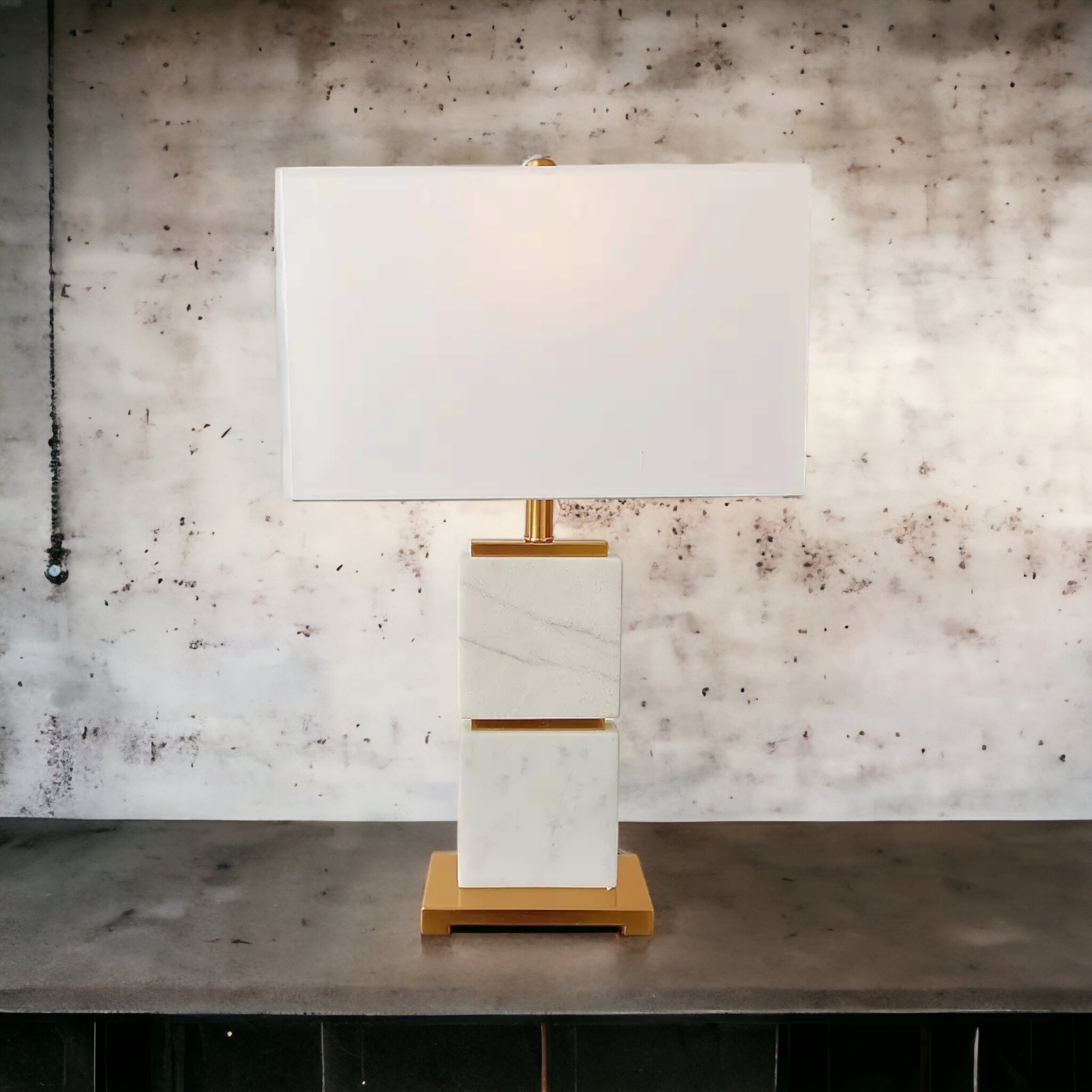 ‘Knoll’ White Marble Table Lamp