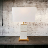 ‘Knoll’ White Marble Table Lamp