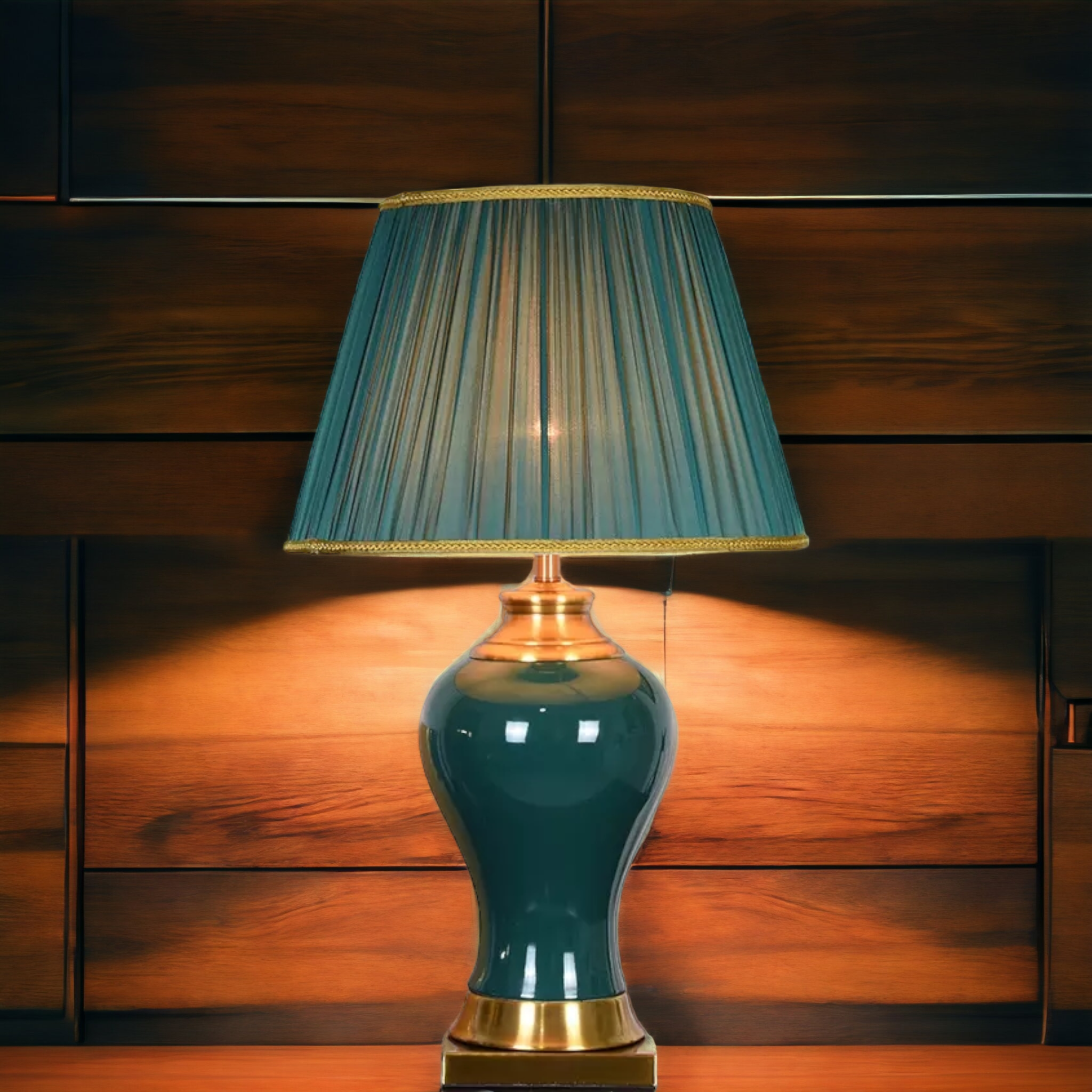 ‘Safdie’ Green & Gold Classical Ceramic Table Lamp