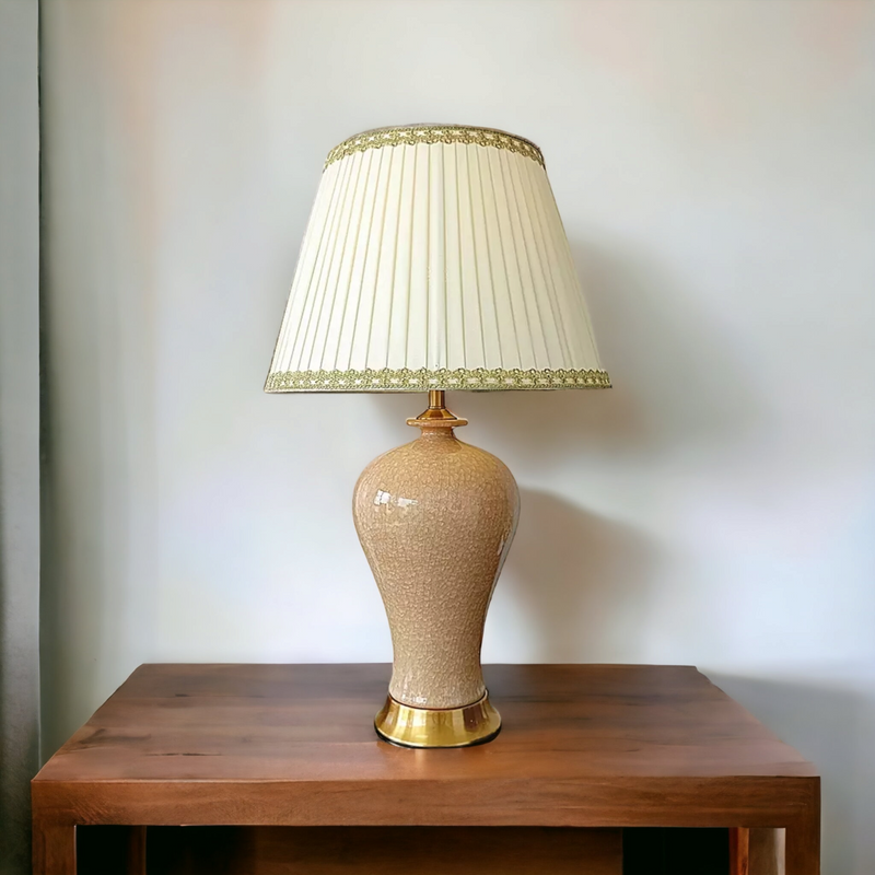‘Pelli’ Beige and Gold Classical Ceramic Table Lamp koi