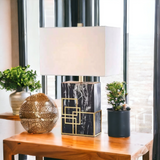 ‘Breuer’ Black Marble & Gold Brass Lace Table Lamp