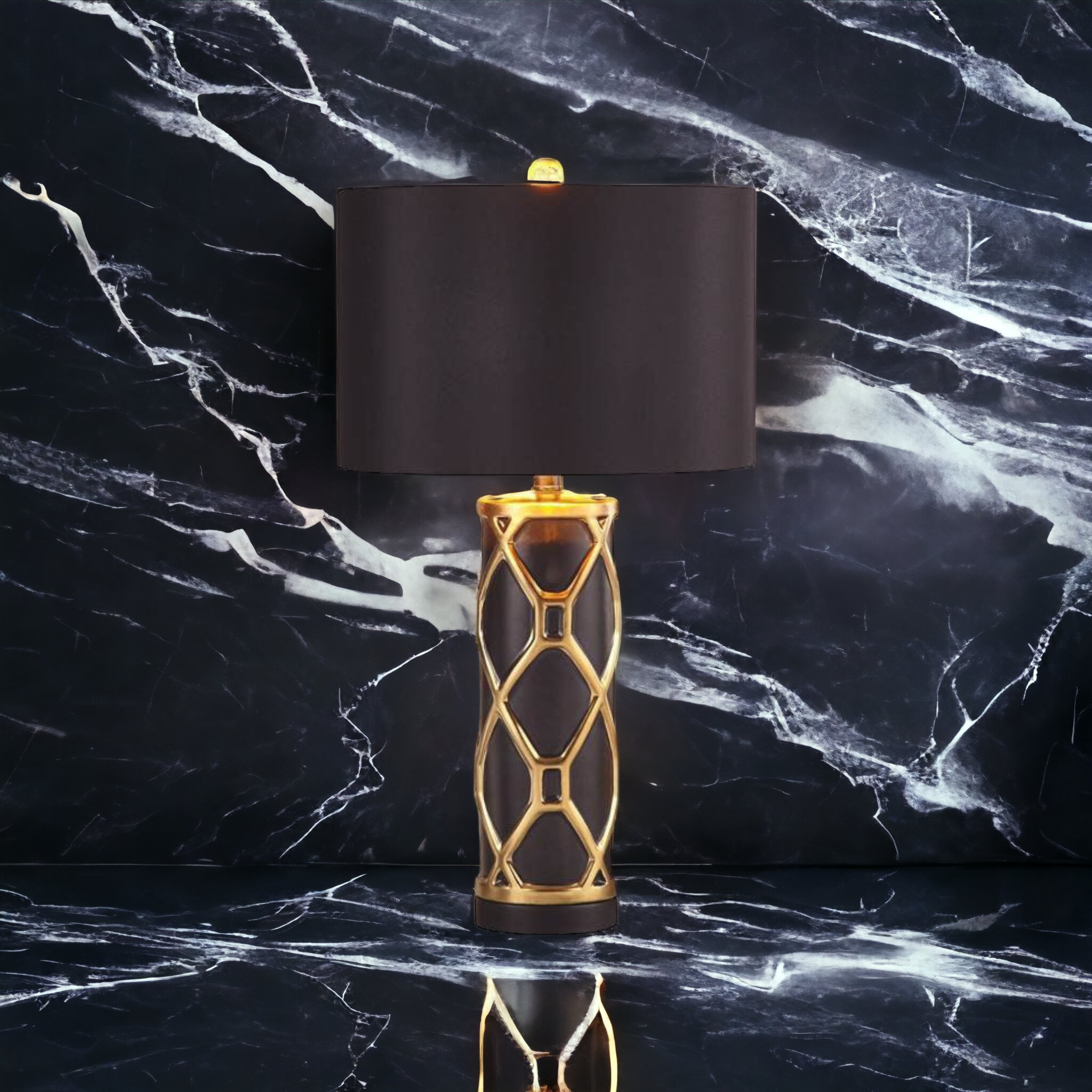 ‘Nelson’ Black & Gold Ceramic Table Lamp
