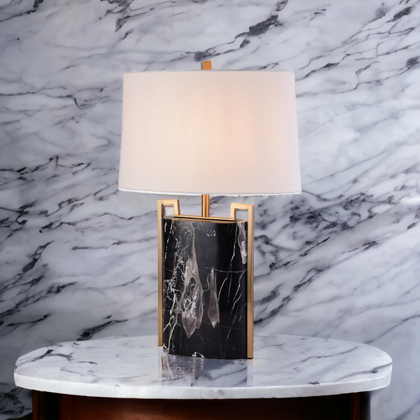 ‘Bertoia’ Black Marble & Gold Brass Table Lamp