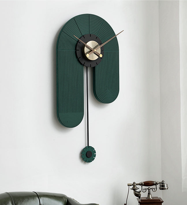 EM Collection - ‘Risom Green’ Classical Wall Clock with Pendulum 76cm Length