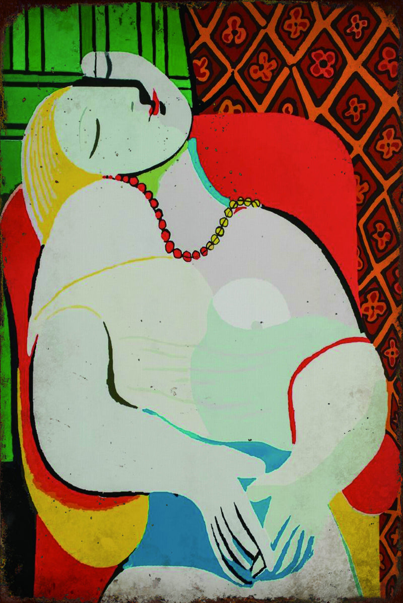 The Dream by Picasso - Retro Metal Art Decor - Wall Mount or Free Standing on Console Table -  Size is 8'' X 12"