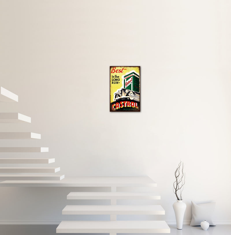 Castrol Oil - Retro Metal Art Decor - Wall Mount or Free Standing on Console Table -  Two Sizes - 8'' X 12" & 12" X 16" - No. 50231