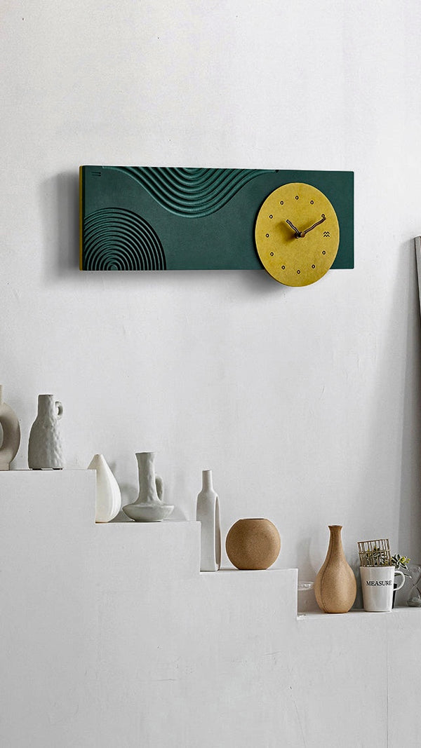 EM Collection - ‘Gehry Green’ Geometric Wall Clock 55cm Length!
